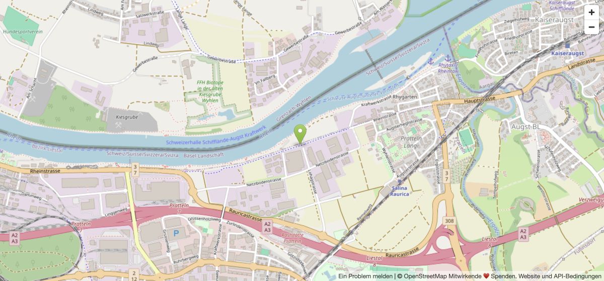 OpenStreetMap-Karte mit dem Standort der Todofis GmbH in Pratteln